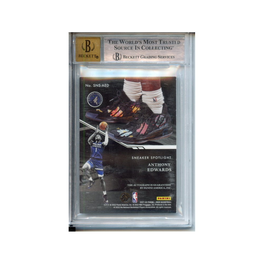 Anthony-Edwards-Sneaker-Spotlight-Signatures-2021-22-Panini-Noir-BGS-8.5/10-Rückseite