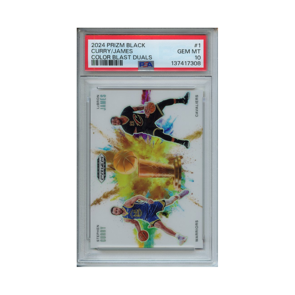 Curry/James-Color-Blast-Duals-2024-Prizm-Black--PSA-10-Vorderseite