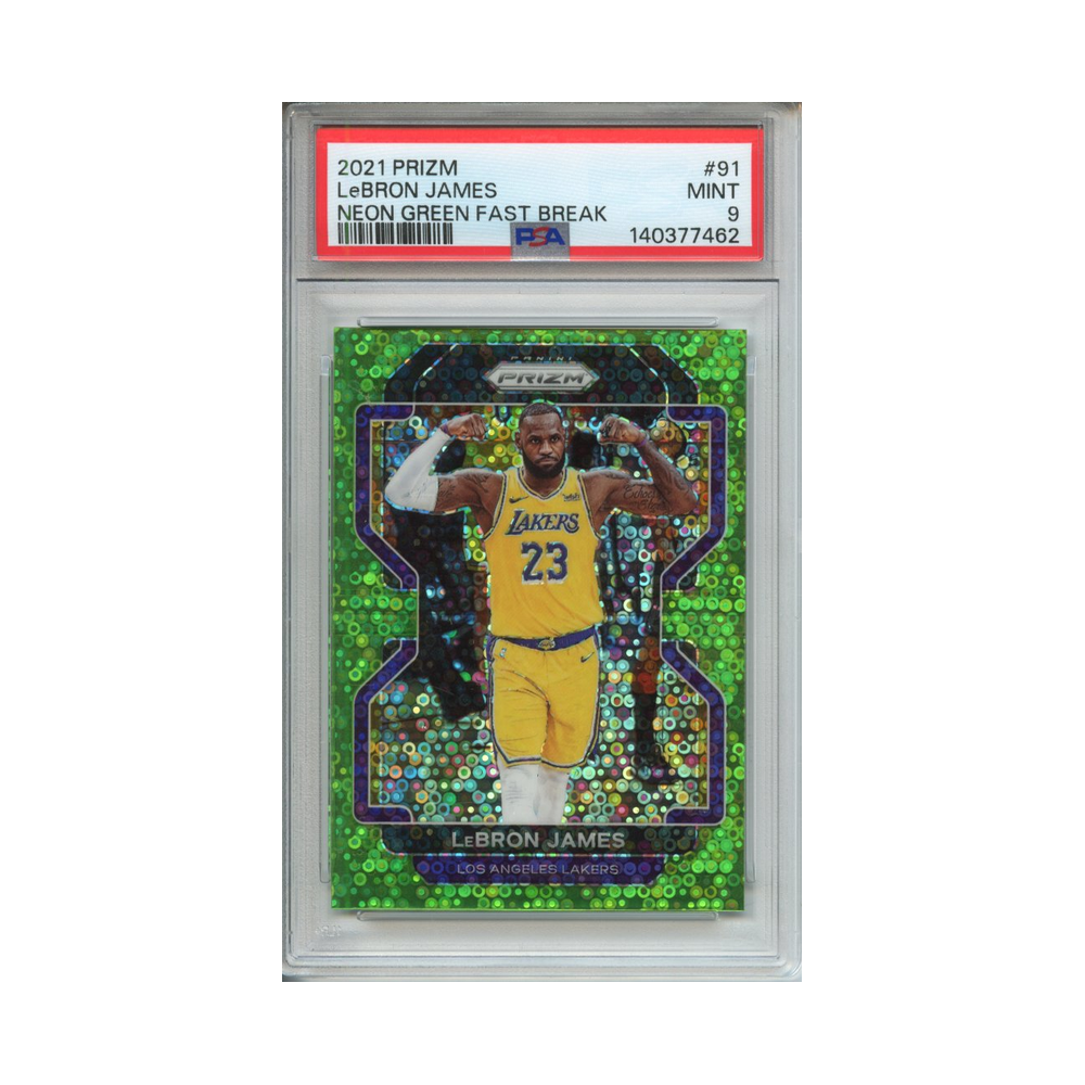 Lebron-James-Neon-Green-Fast-Break-2021-Prizm-PSA-9-Vorderseite