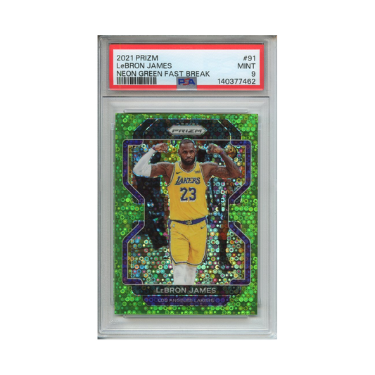 Lebron-James-Neon-Green-Fast-Break-2021-Prizm-PSA-9-Vorderseite