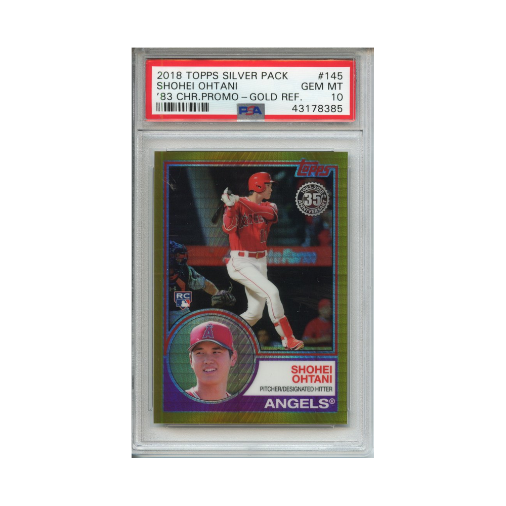 Shohei-Ohtani-'83-Chrome-Promo--Gold-Refractor-2018-Topps-Silver-Pack-PSA-10-Vorderseite