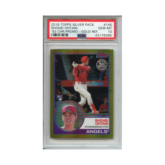 Shohei-Ohtani-'83-Chrome-Promo--Gold-Refractor-2018-Topps-Silver-Pack-PSA-10-Vorderseite