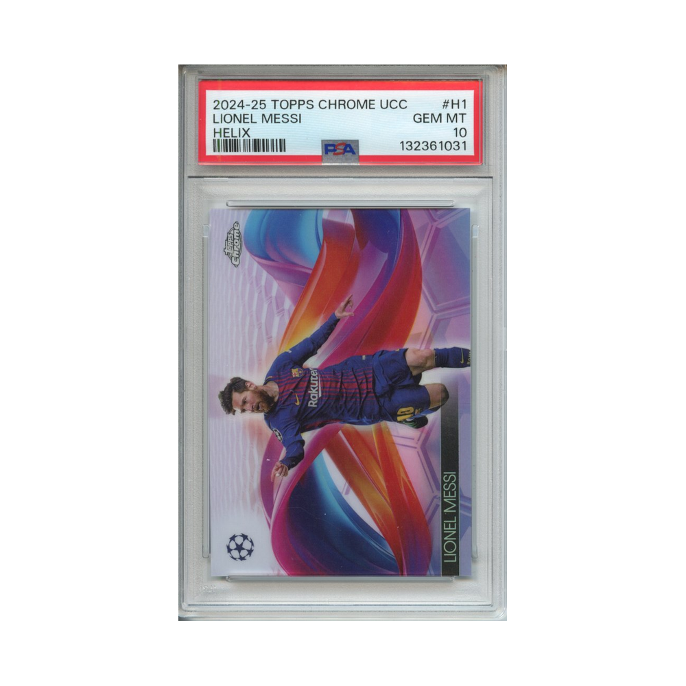 Lionel-Messi-Helix-2024-25-Topps-Chrome-UCC-PSA-10-Vorderseite
