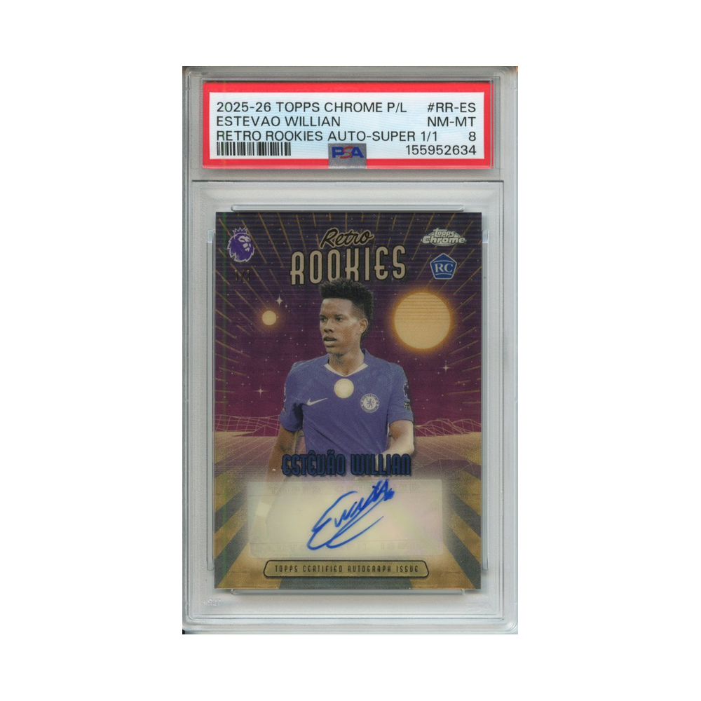Estevao-Willian-Retro-Rookies-Auto-Super-1/1-2025-26-Topps-Chrome-P/L-PSA-8-Vorderseite
