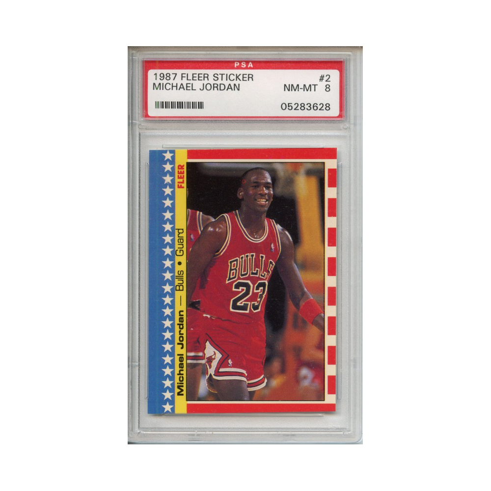 Michael-Jordan-1987-Fleer-Sticker-PSA-8-Vorderseite