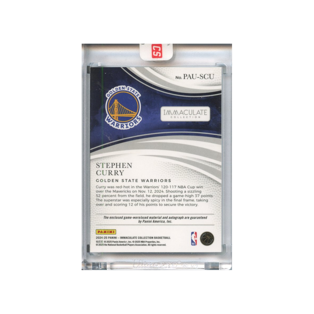 Stephen-Curry-Patch-Autograph-/8-2024-Immaculate-Rückseite