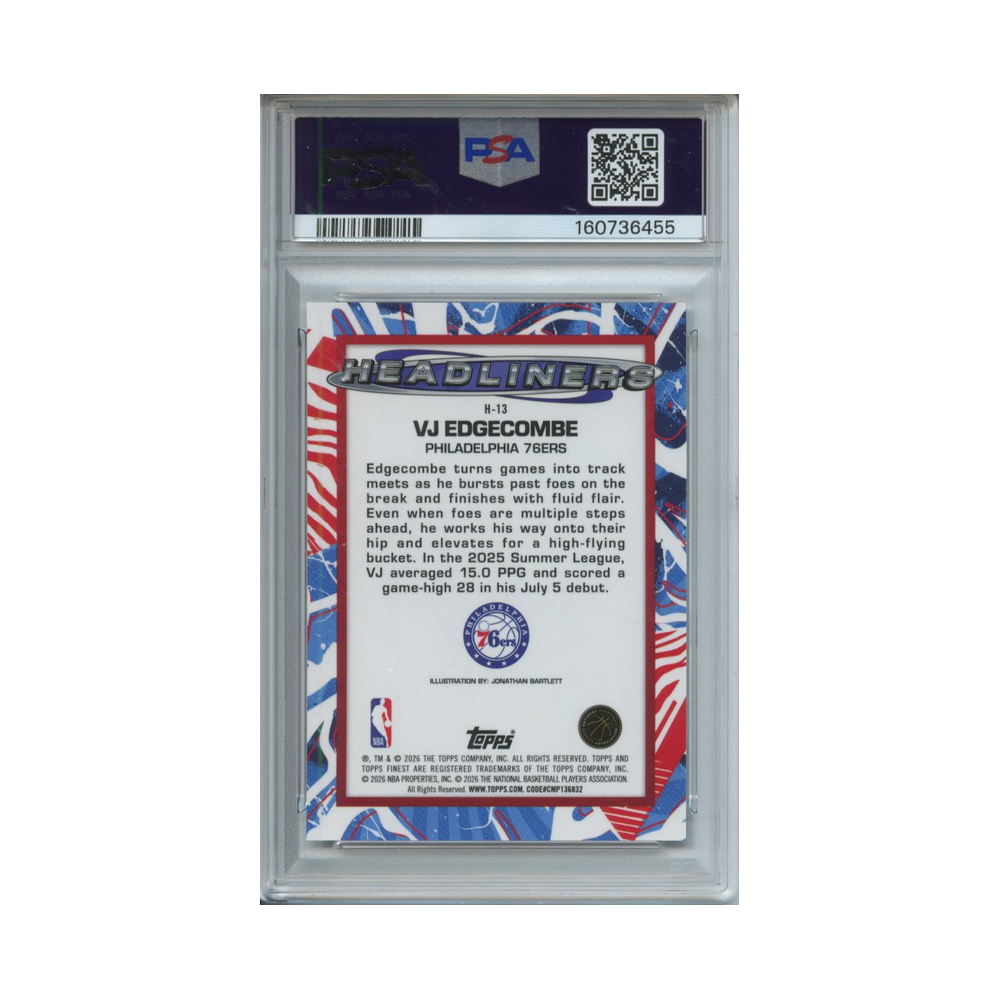 VJ Edgecombe Headliners 2025 Finest PSA 10