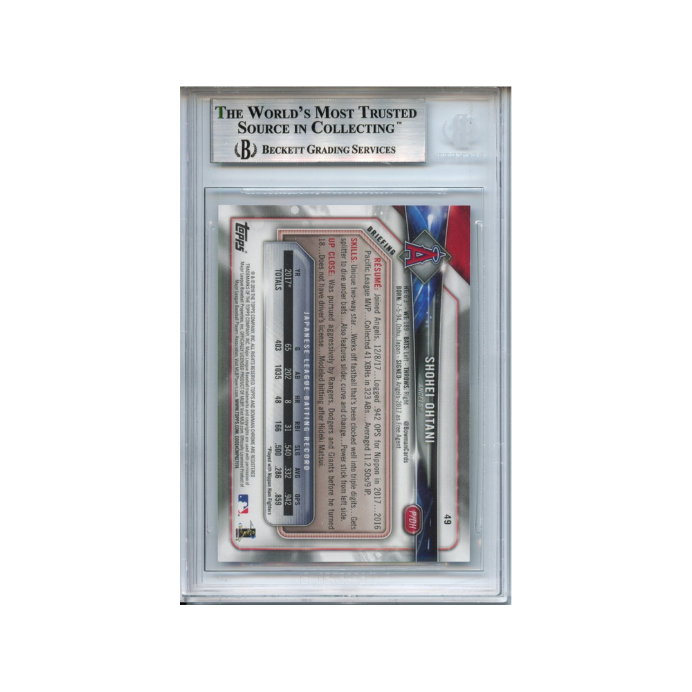Shohei-Ohtani-Blue-2018-Bowman-BGS-9-Rückseite
