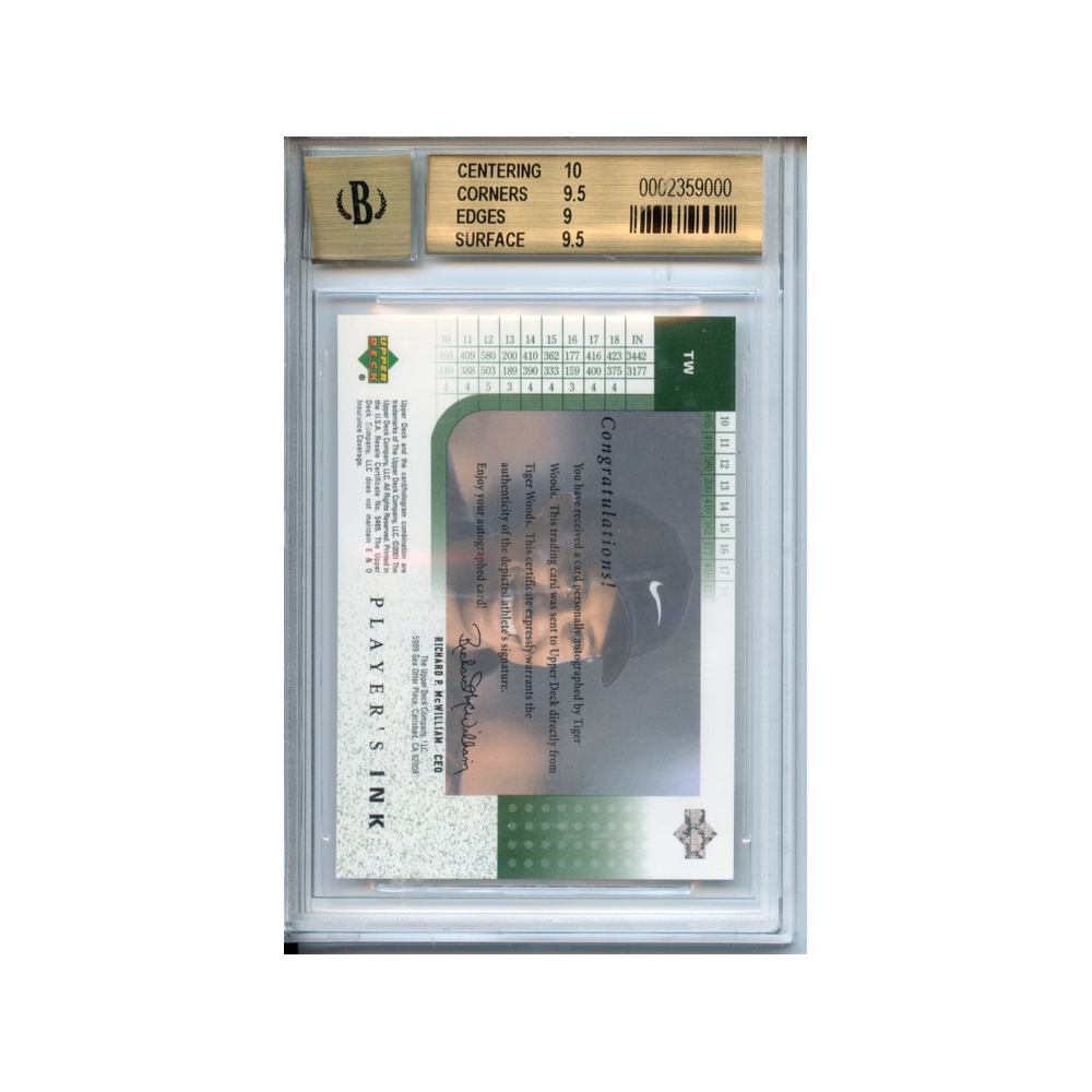 Tiger-Woods-Players-Ink-2001-Upper-Deck--BGS-9,5/10-Rückseite