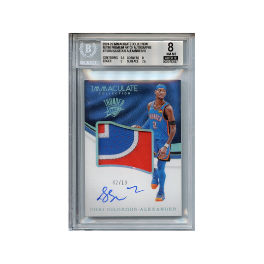 Shai-Gilgeous-Alexander-/10-Retro-Premium-Patch-Autographs-2024-25-Immaculate-Collection-BGS-8-Vorderseite