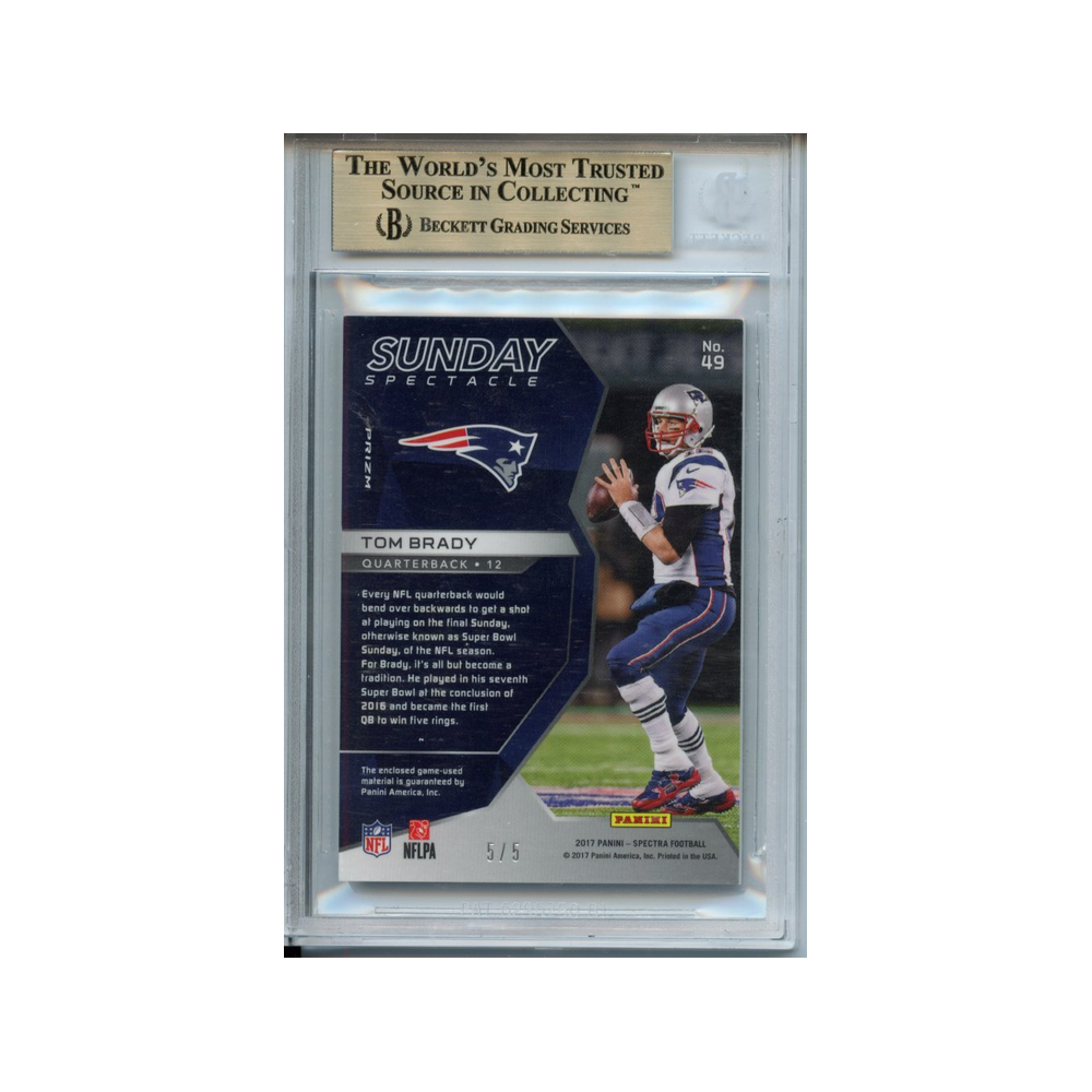 Tom-Brady-Neon-orange-Sunday-Spectacle-Jerseys-2017-Panini-Spectra-BGS-9.5-Rückseite