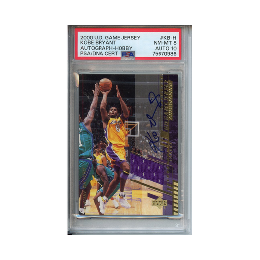 Kobe Bryant Autograph Hobby 2000 Upper Deck Game Jersey PSA 8/10